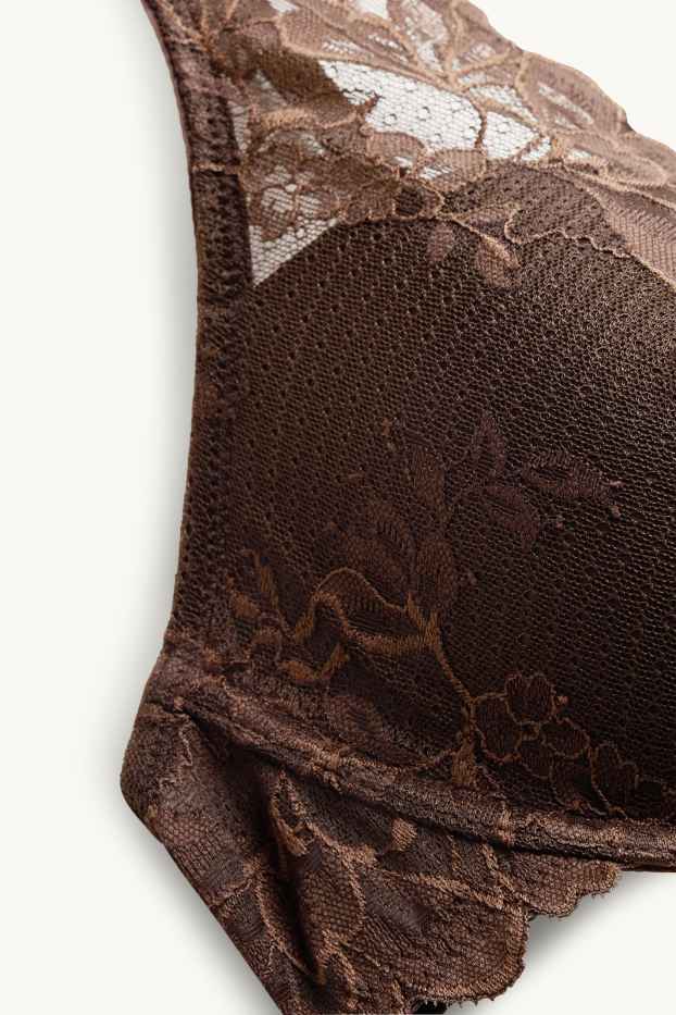 Women - Underwire bra - PLUNGE - padded - dark brown
