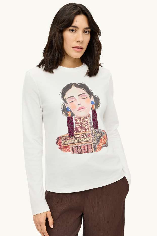 Dames - Longsleeve - regular fit - wit
