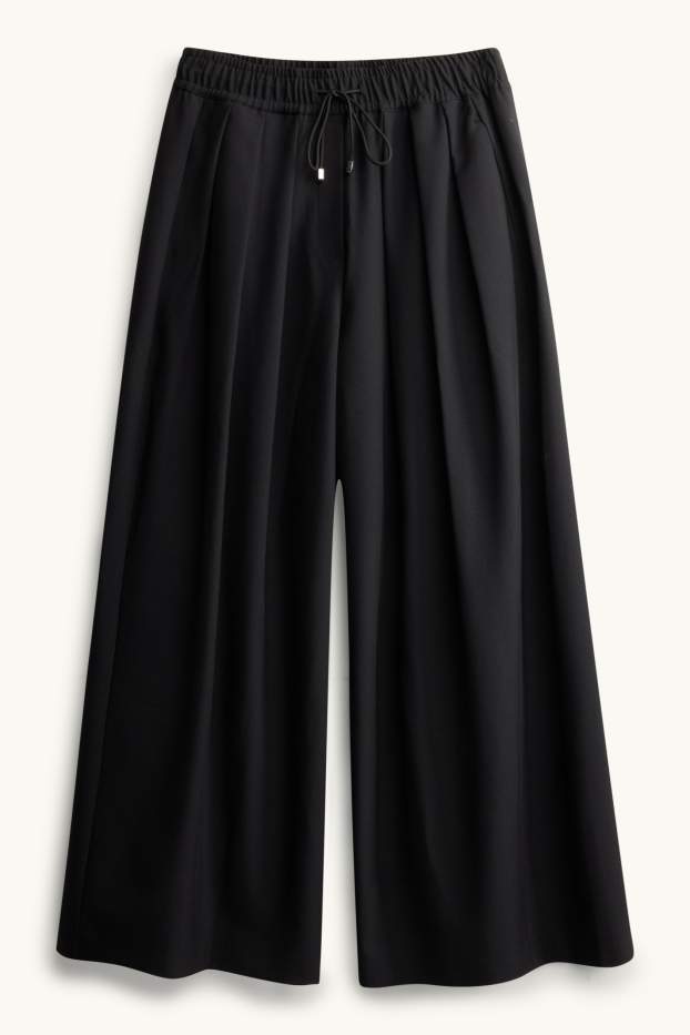 Dames - Pantalon - high waist - wide leg - zwart