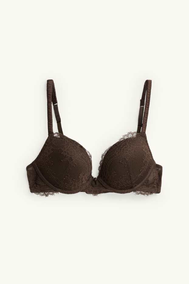 Women - Underwire bra - DEMI - push-up - padded - dark brown