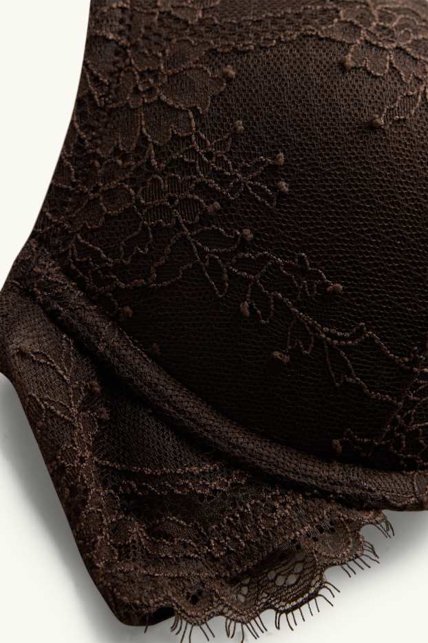 Women - Underwire bra - DEMI - push-up - padded - dark brown