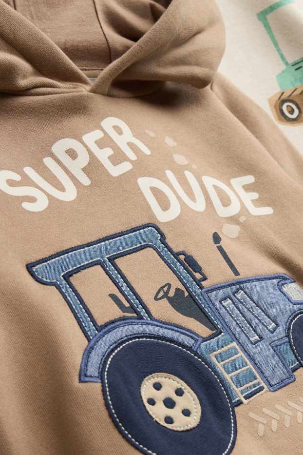 Kinder Jungen - Multipack 2er - Traktor - Hoodie und Sweatshirt - beige / blau