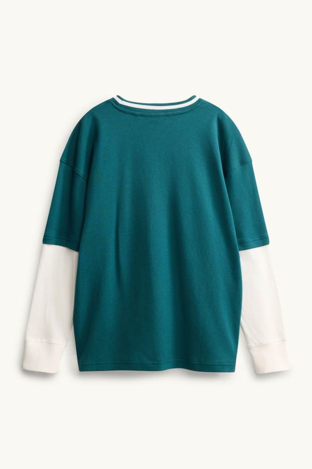 Copii - Băieți - Tricou cu mânecă lungă - relaxed fit - petrol