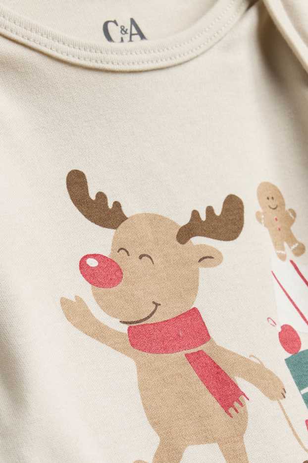 Unisexe - Renne et luge - body de Noël bébé - beige