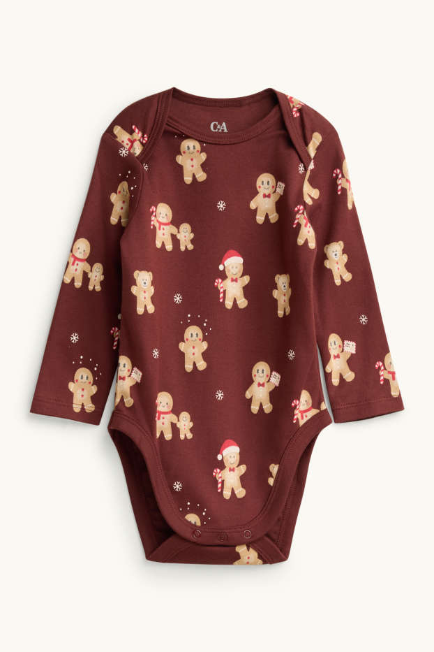 Baby Boys - Gingerbread man - Christmas baby bodysuit - dark red