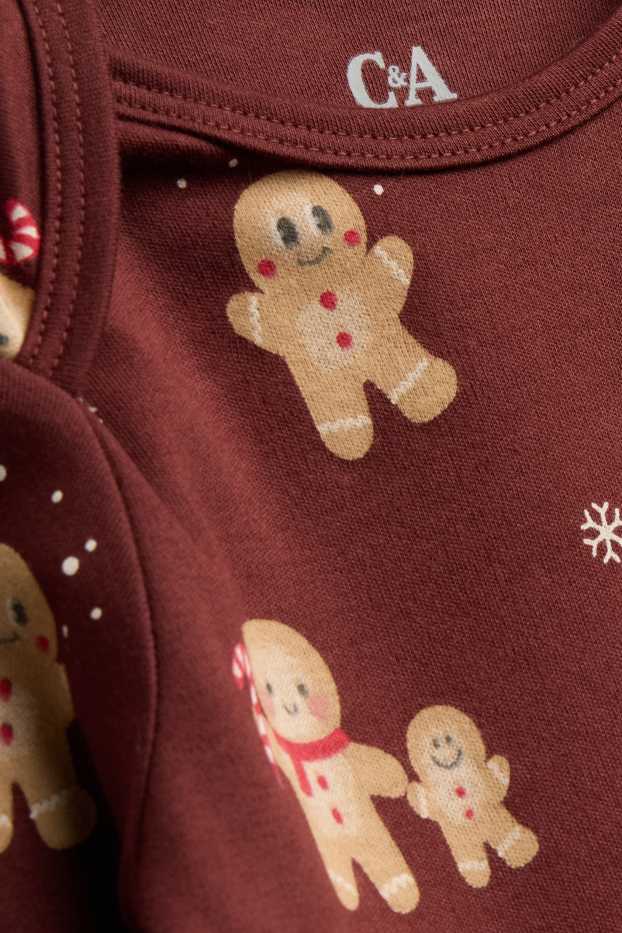 Baby Boys - Gingerbread man - Christmas baby bodysuit - dark red