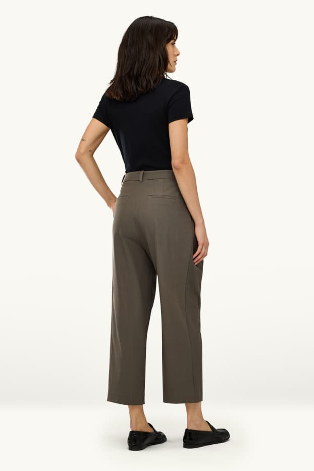 Women - Business trousers - high waist - regular fit - taupe
