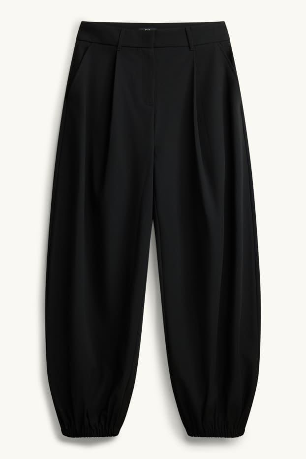 Femei - Pantaloni de stofă - talie înaltă - balloon leg - negru
