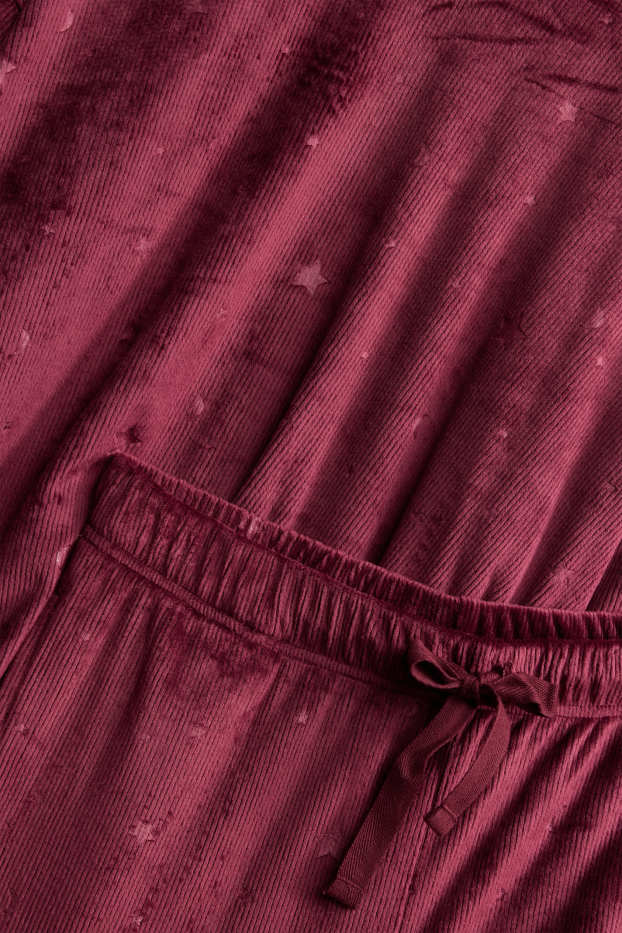 Dames - Pyjama - ribstof - bordeaux
