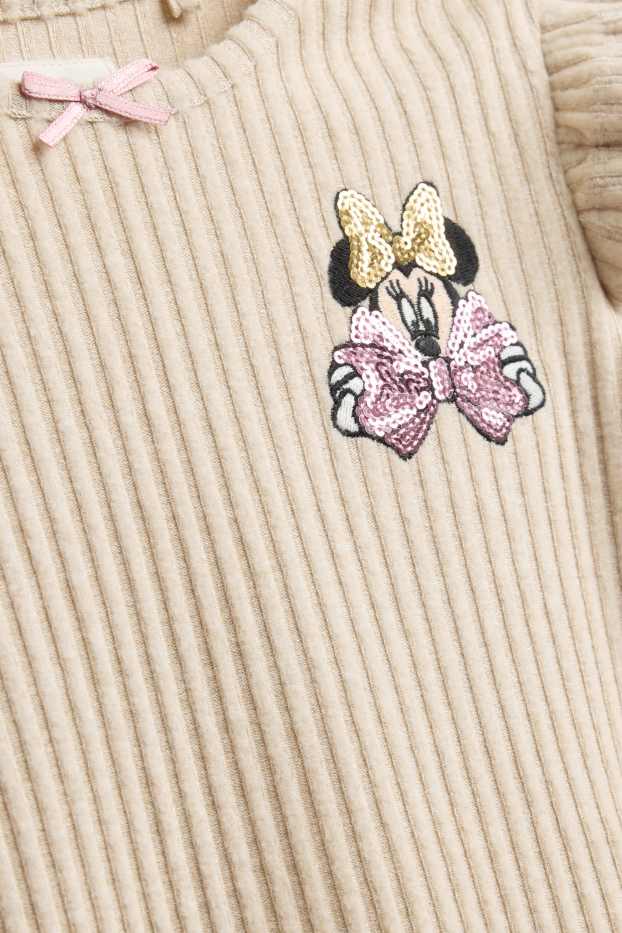 Bambine - Minnie - maglia a maniche lunghe - a coste - effetto brillante - beige