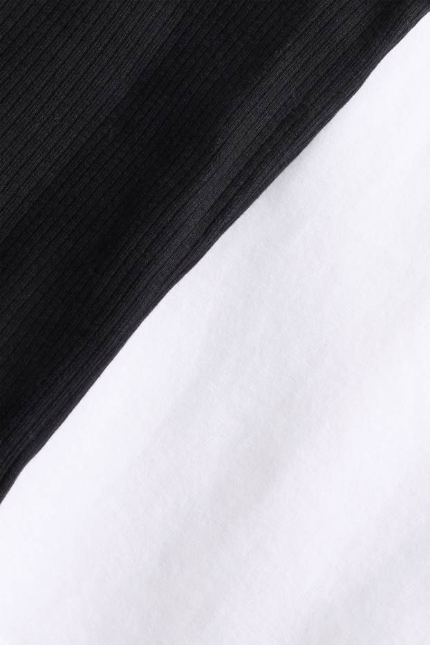 Enfants filles - Lot de 2 - nœud - maillot de corps - finition côtelée - blanc / noir