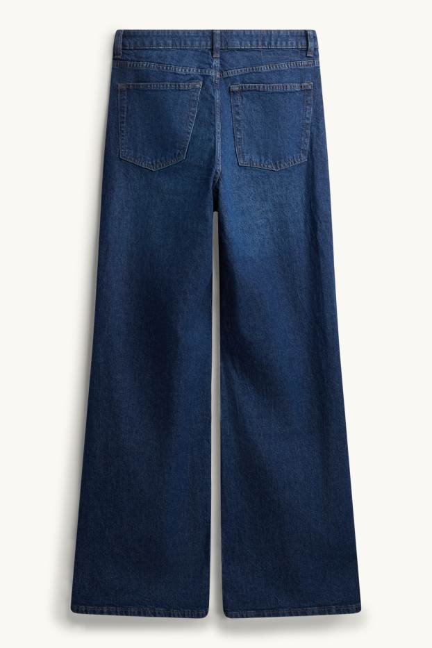 Donna - Jeans a gamba larga - vita alta - jeans blu scuro