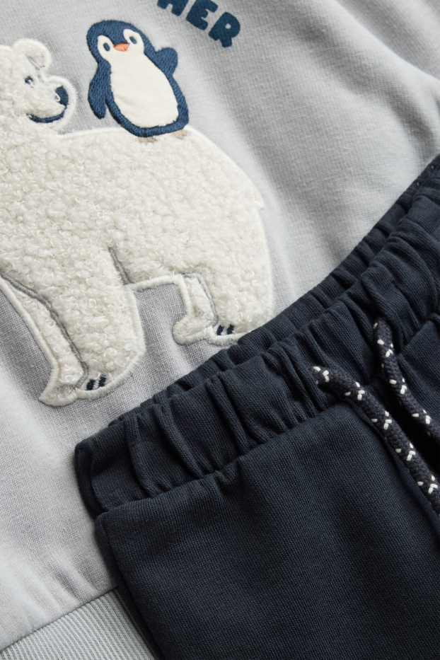 Miminka - chlapci - Lední medvěd a tučňák - outfit pro miminka - 2dílný - modrá / světle modrá