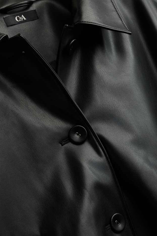 Damen - Jacke - Lederimitat - schwarz
