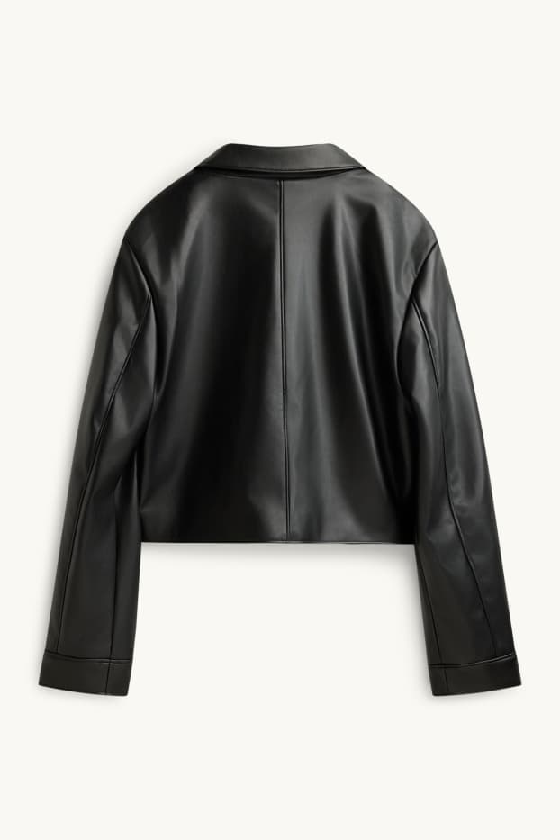 Damen - Jacke - Lederimitat - schwarz
