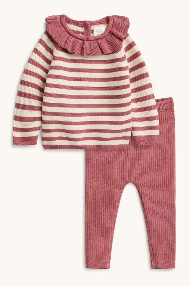 Neonate - Completo per neonate - 2 pezzi - rosa / beige