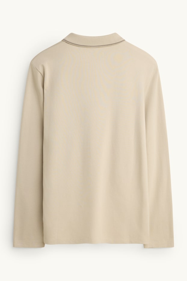 Hommes - Polo à manches longues - slim fit - beige