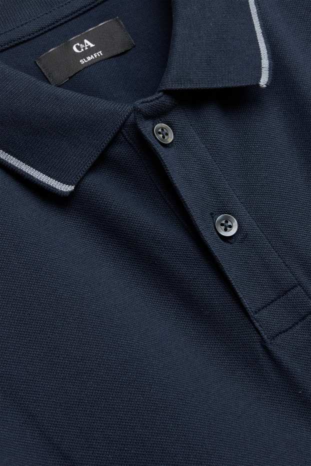 Men - Long sleeve polo shirt - slim fit - dark blue