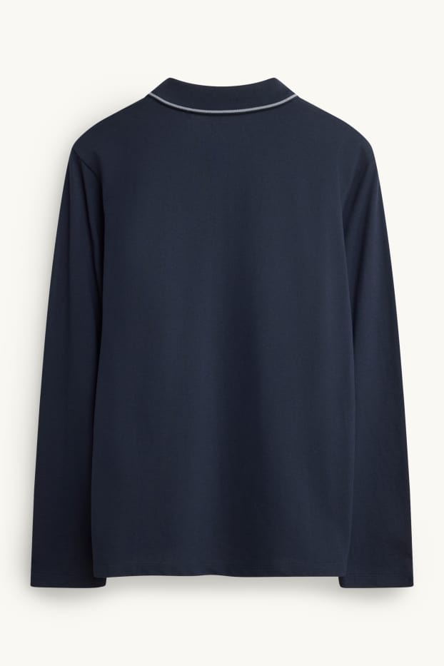 Men - Long sleeve polo shirt - slim fit - dark blue