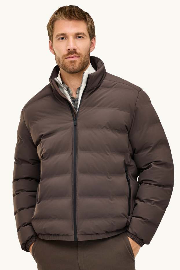 Herren - Funktions-Steppjacke - gefüttert - wasserabweisend - dunkelbraun
