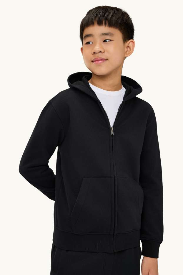 Enfants garçons - Sweat zippé à capuche - noir