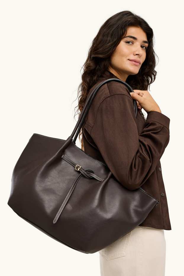 Donna - Shopper grande - similpelle - marrone scuro