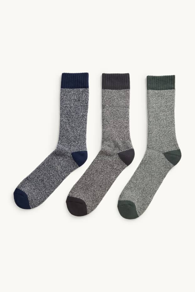 Hommes - Lot de 3 paires - chaussettes - gris chiné