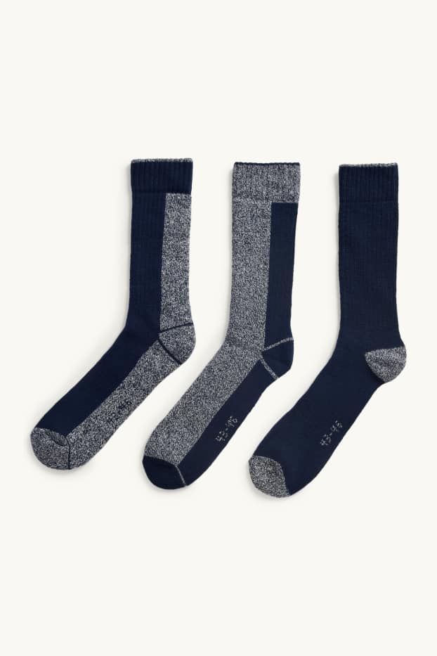 Hommes - Lot de 3 paires - chaussettes - bleu foncé / gris