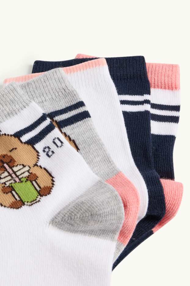 Kinder Mädchen - Multipack 5er - CapyFun - Socken mit Motiv - dunkelblau / weiss