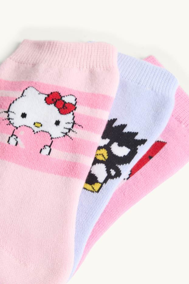 Kinderen: meisjes - Set van 3 paar - Hello Kitty and Friends - sokken met motief - roze / lichtblauw