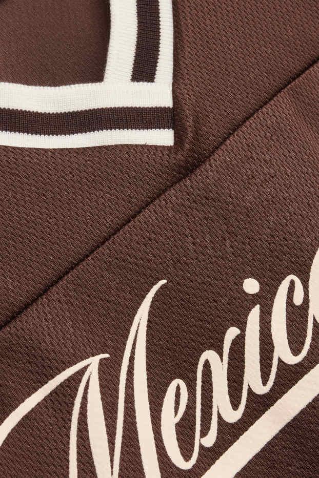 Enfants filles - T-shirt avec encolure V - Oversize - marron / blanc crème
