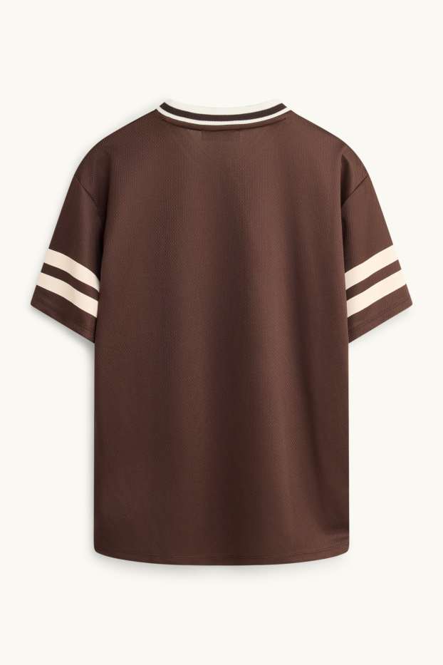 Enfants filles - T-shirt avec encolure V - Oversize - marron / blanc crème