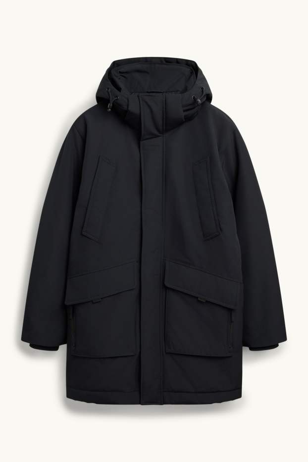 Men - Parka with hood - lined - black