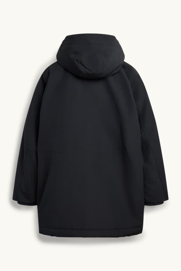 Men - Parka with hood - lined - black