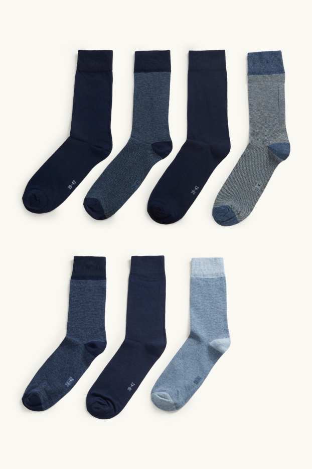 Heren - Set van 7 paar - sokken - blauw / donkerblauw