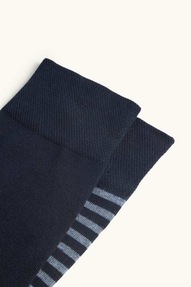 Men - Multipack of 2 - socks - striped - blue / dark blue