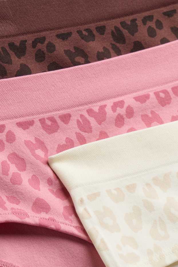 Kinder Mädchen - Multipack 3er - Boxershorts - seamless - Leo-Print - rosa