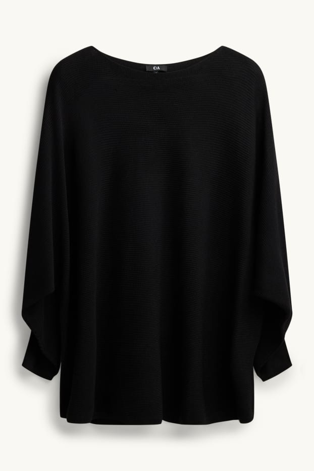 Damen - Pullover - gerippt - schwarz