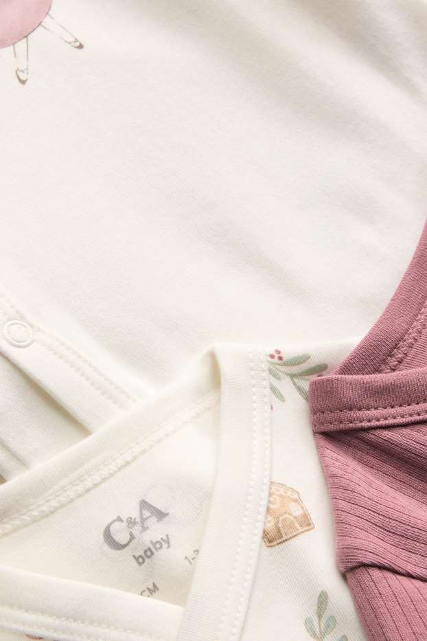 Baby Mädchen - Multipack 3er - Mäuschen - Baby-Wickelbody - cremeweiß