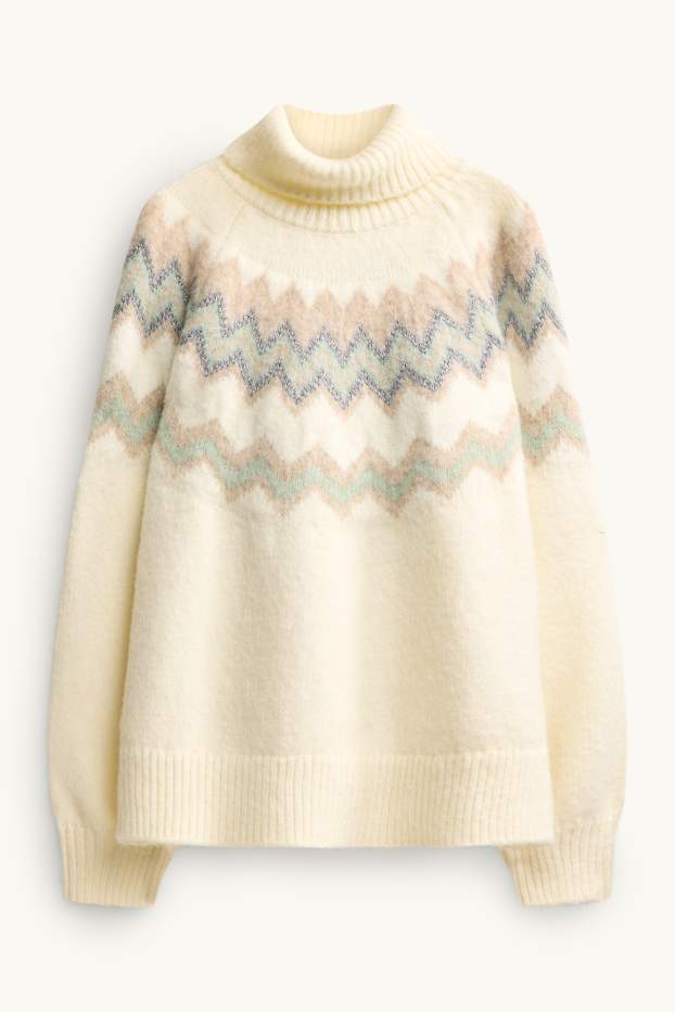 Dames - Coltrui - met patroon - glanseffect - crème wit