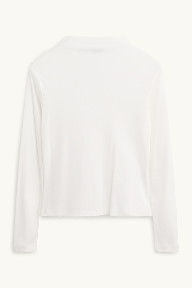 Femmes - Haut à manches longues - slim fit - blanc pur