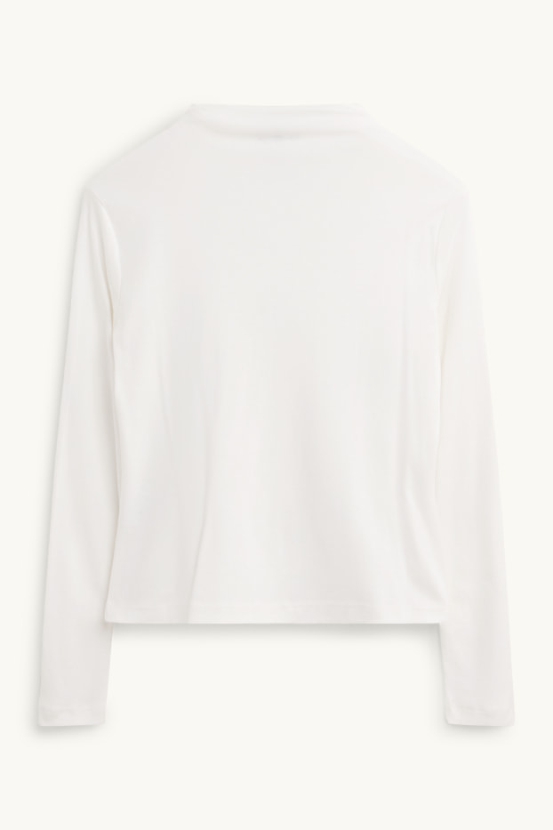 Femmes - Haut à manches longues - slim fit - blanc pur