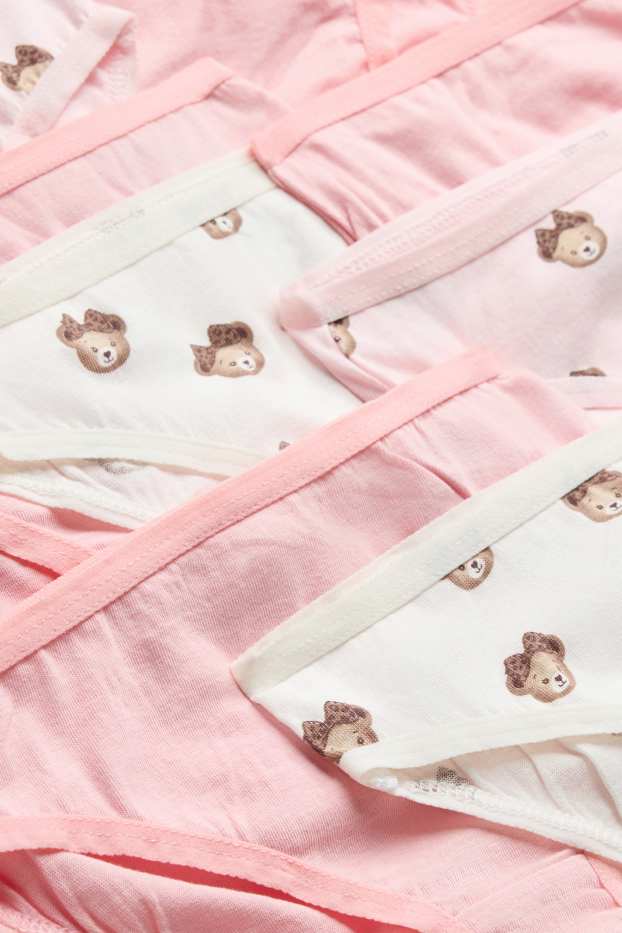 Kinderen: meisjes - Set van 8 - teddybeer - slip - wit / fuchsiarood