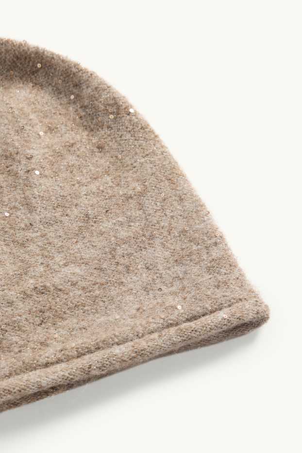 Femmes - Beanie - finition brillante - taupe