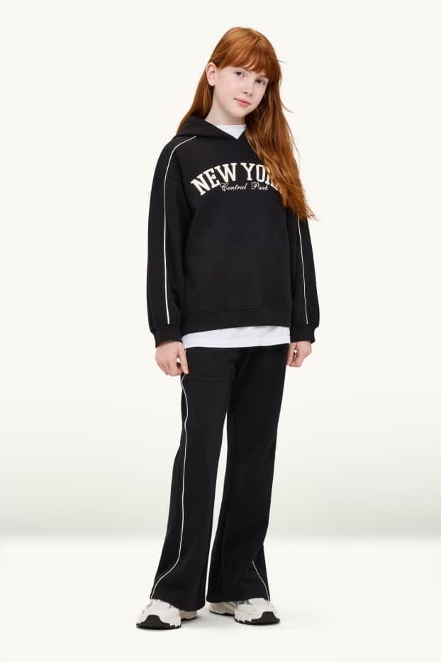Copii - Fete - New York - set - hanorac și pantaloni de trening - 2 piese - negru