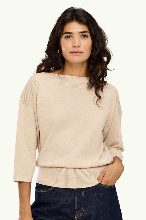 Damen - Feinstrick-Pullover - hellbeige