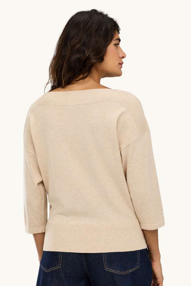 Damen - Feinstrick-Pullover - hellbeige