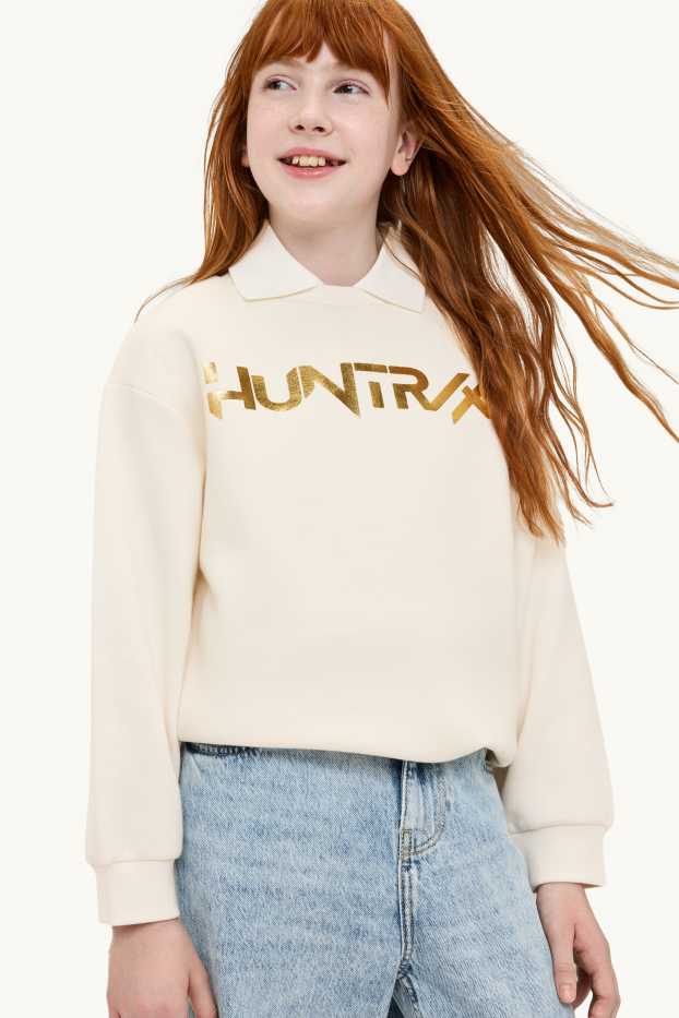 Kinderen: meisjes - KPop Demon Hunters - sweatshirt - glanseffect - crème wit