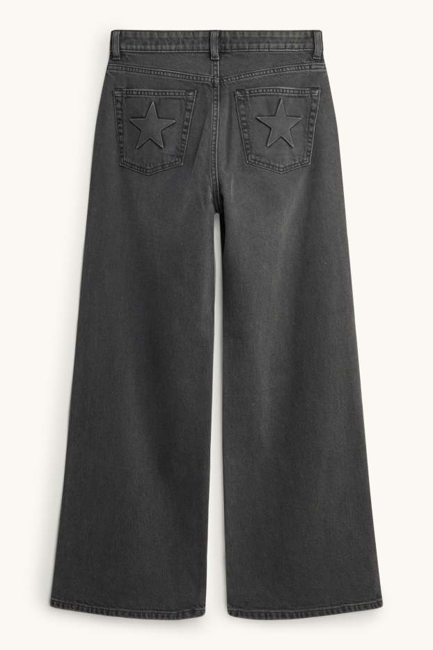 Dames - Baggy jeans - mid waist - jeansdonkergrijs