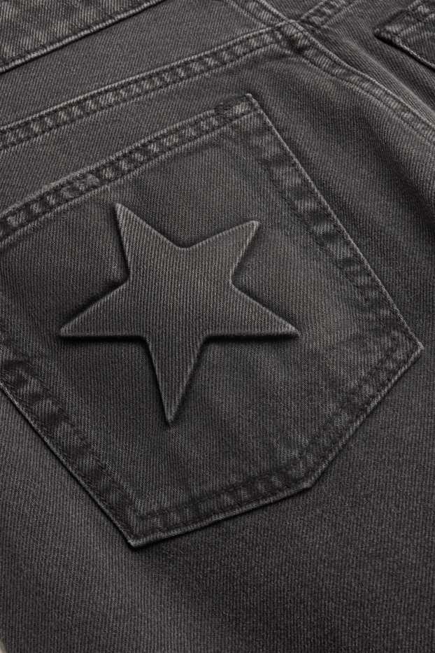 Dames - Baggy jeans - mid waist - jeansdonkergrijs